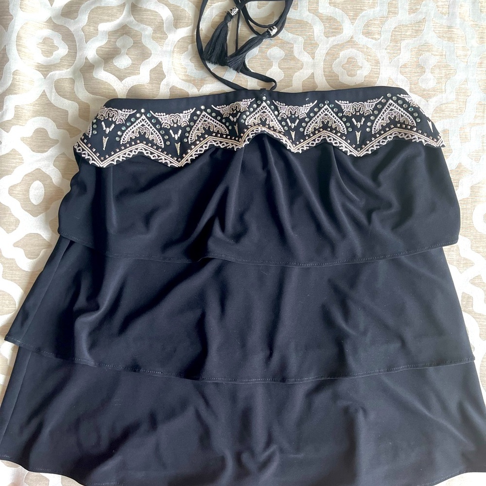 White House Black Market black layered halter top